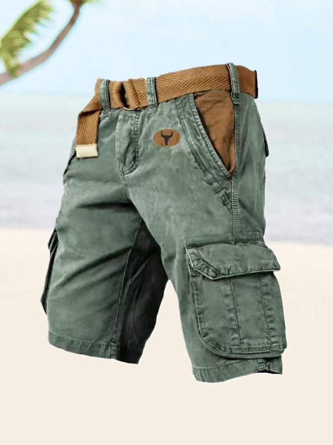 para hombre vintage Multi-Pocket estampado Cargo shorts