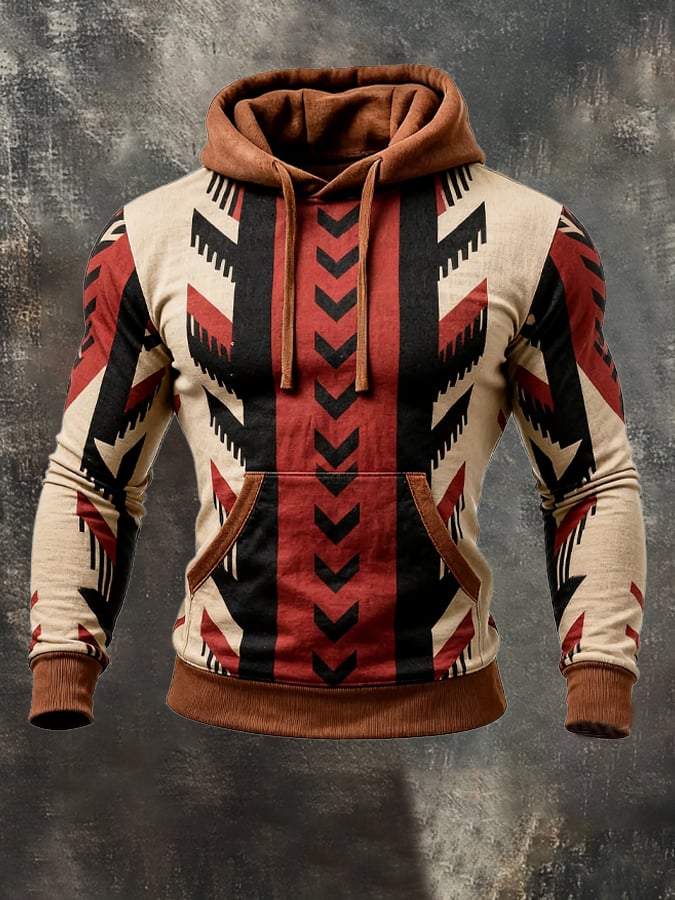 para hombre retro Stitching Contrast Color Hooded Sweacamiseta
