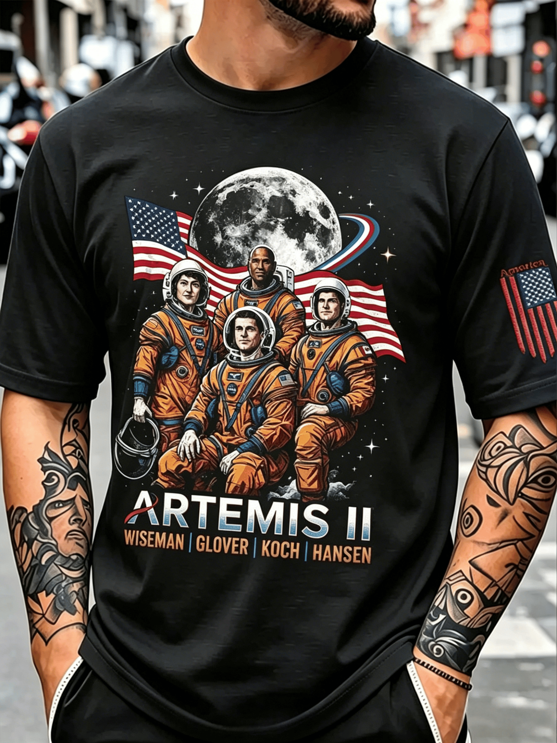 Camiseta Artemis II Moon Mission Themed Trendy for Space Enthusiasts para hombre