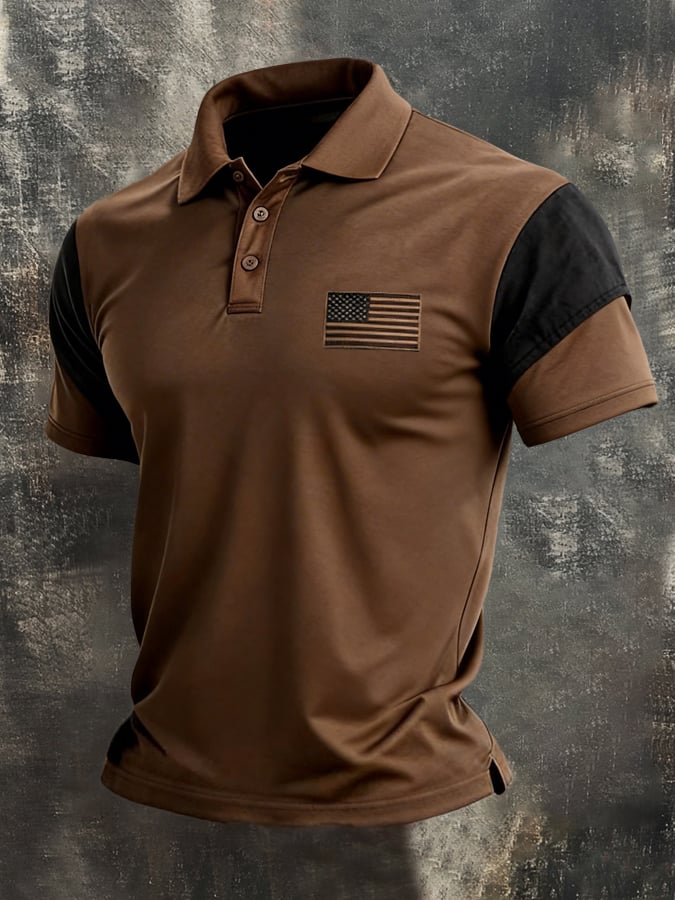 Camiseta retro Color-Block "Patriot" Polo para hombre