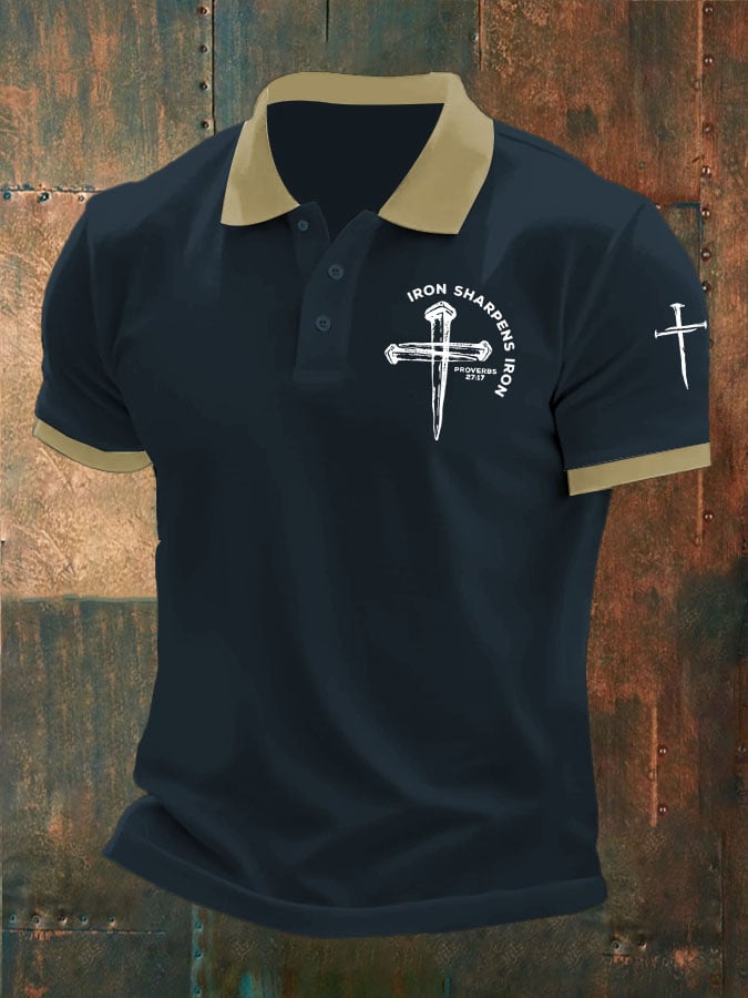 Camisa polo Iron Sharpens Iron estampado para hombre