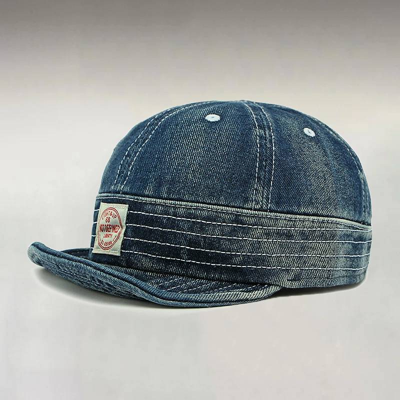 Retro Washed Denim suave Brim Contrast Stitching Baseball Cap para hombre