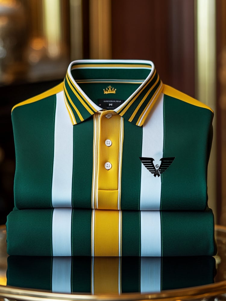 Camisa polo clásico ejecutivo Check Logo Button de manga corta para hombre