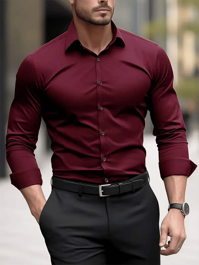 para hombre ejecutivo de color sólido casual camisa