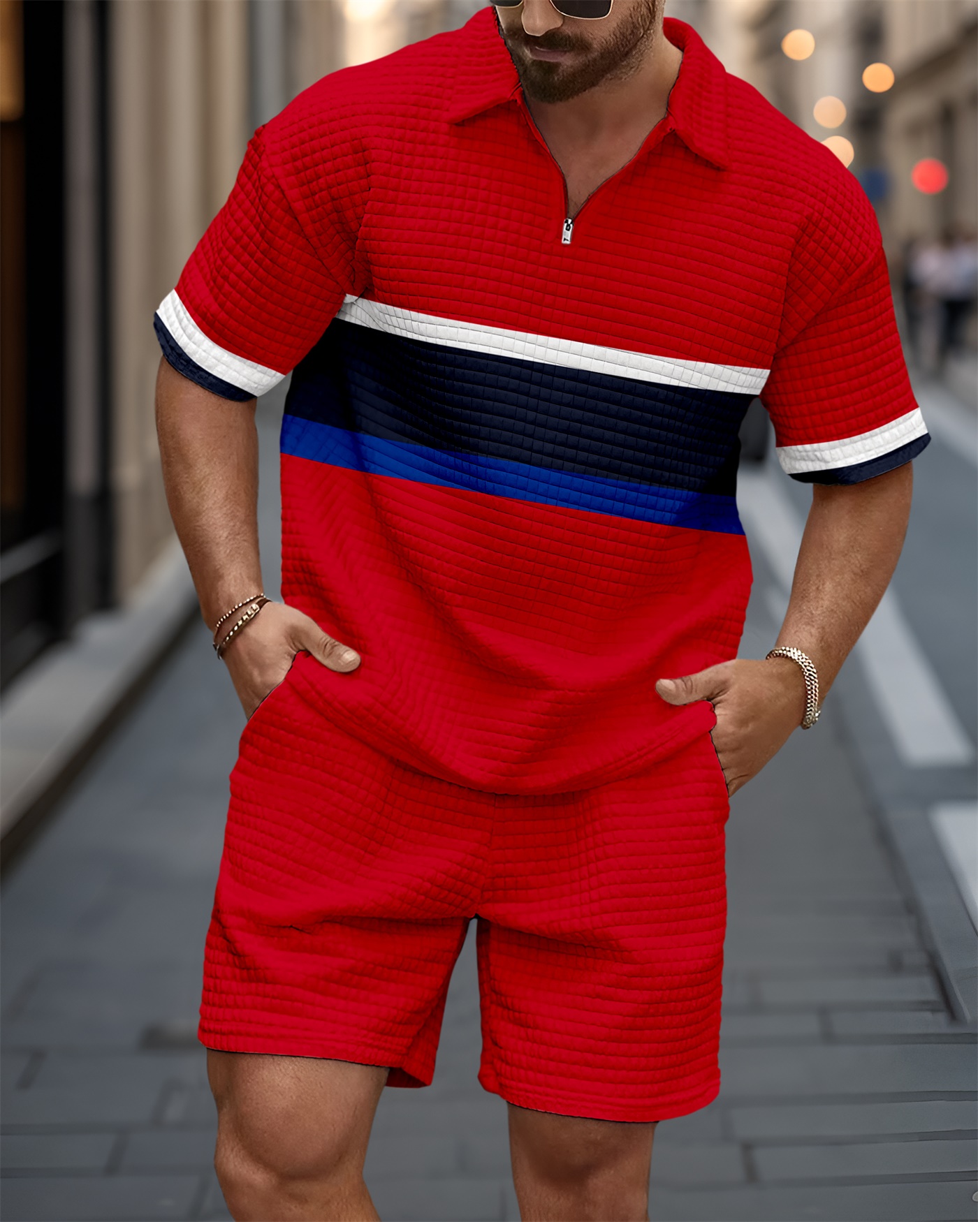 Camisa polo Waffle Texture Summer Set 134 para hombre