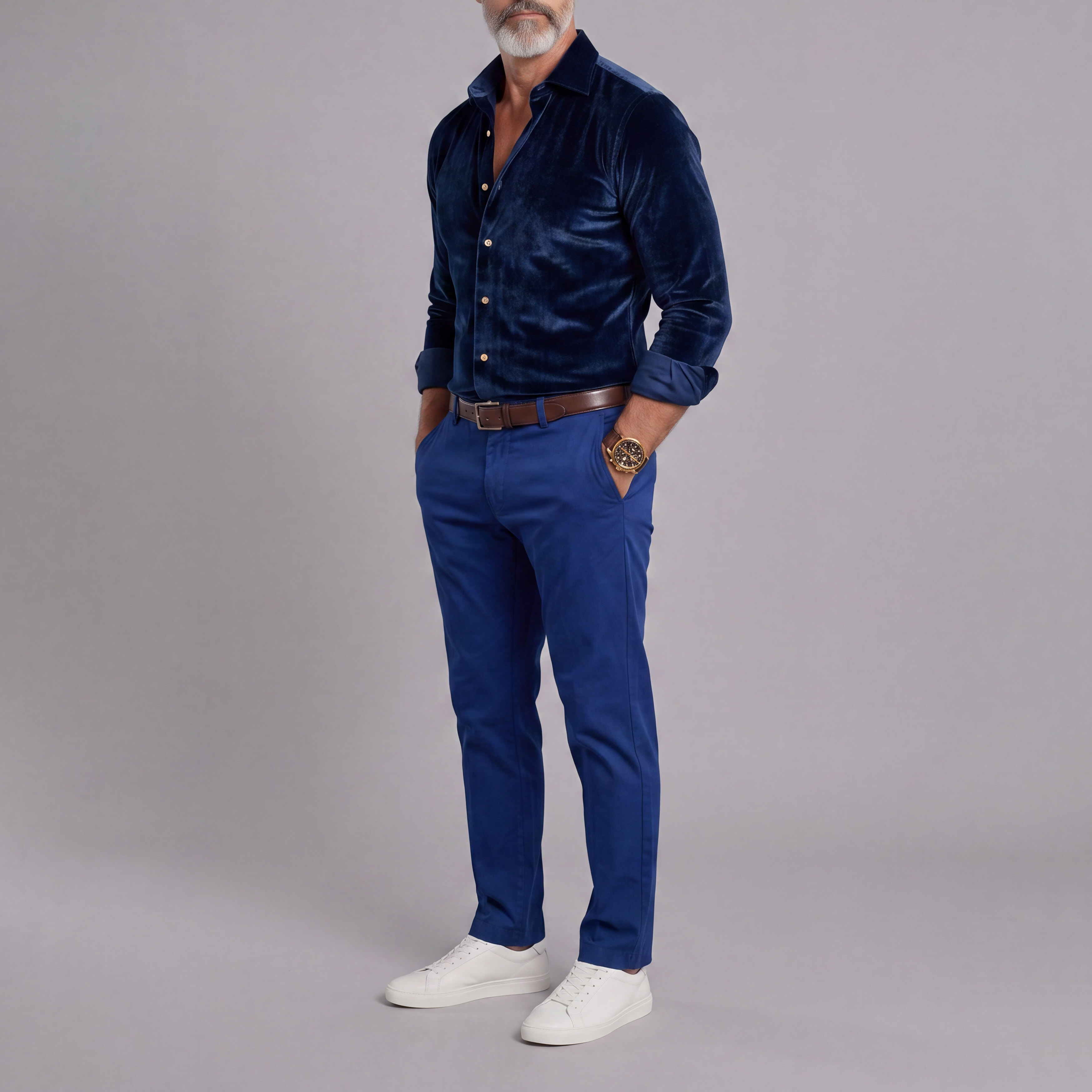 De manga larga Solid-Color camisas para hombre