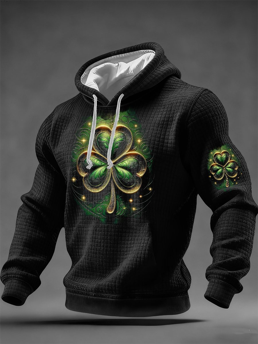 Sudadera vintage St. Patrick's Day estampado con gorrasucha para hombre