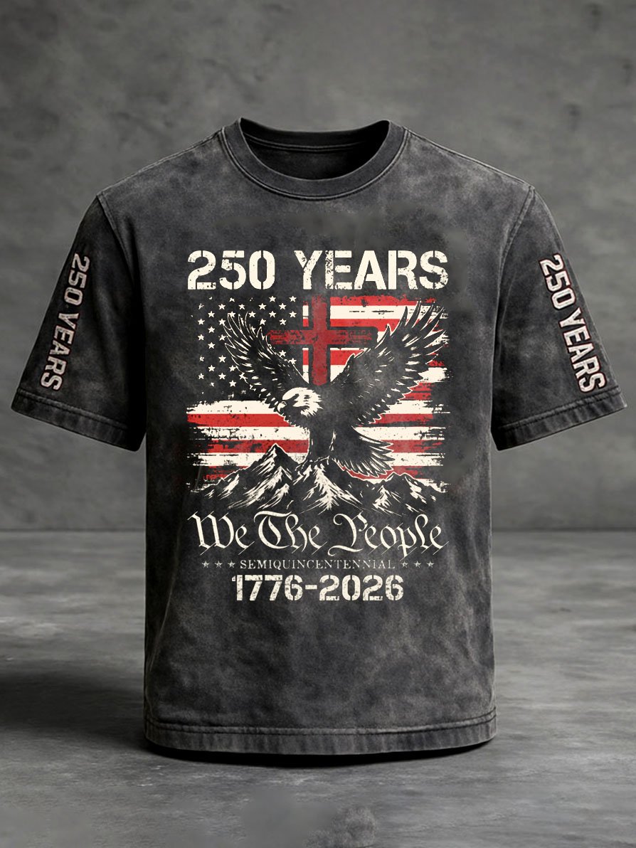 Camiseta retro American 250th Anniversary de manga corta para hombre