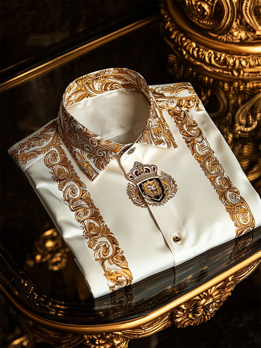 Camisa satén Luxe de manga corta con botones para hombre
