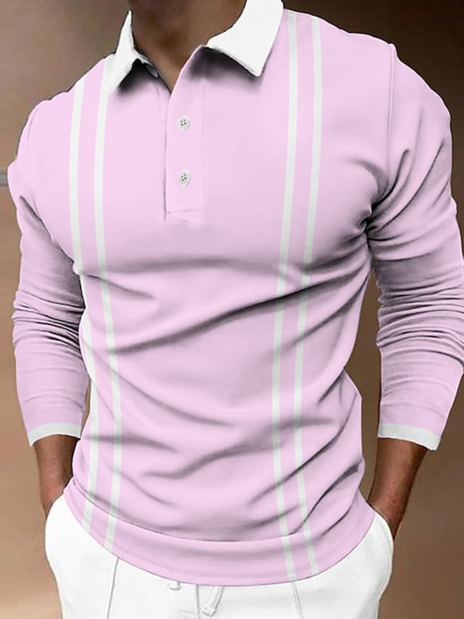 Camisa polo de moda estampado estampado solapa Pullover de manga larga