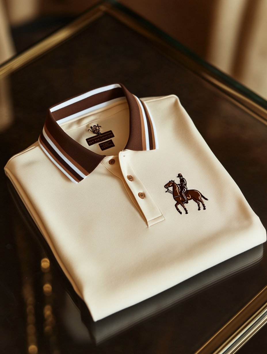 para hombre retro ejecutivo Logo Print de manga larga camisa polo