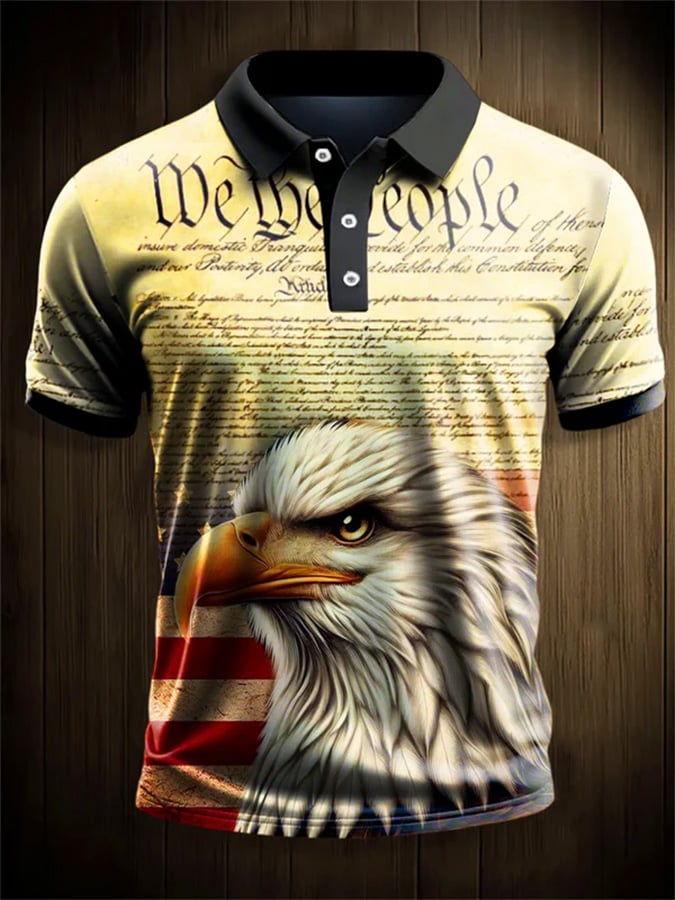 Camisa polo American Eagle We The People Declaration of Independence de manga corta para hombre