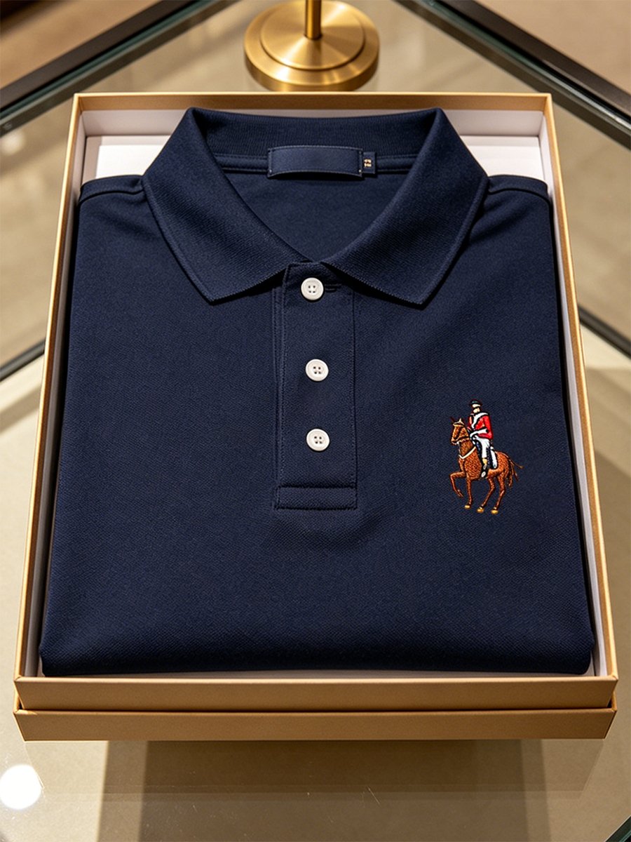 Camisa polo ejecutivo Horse Racing de manga corta para hombre