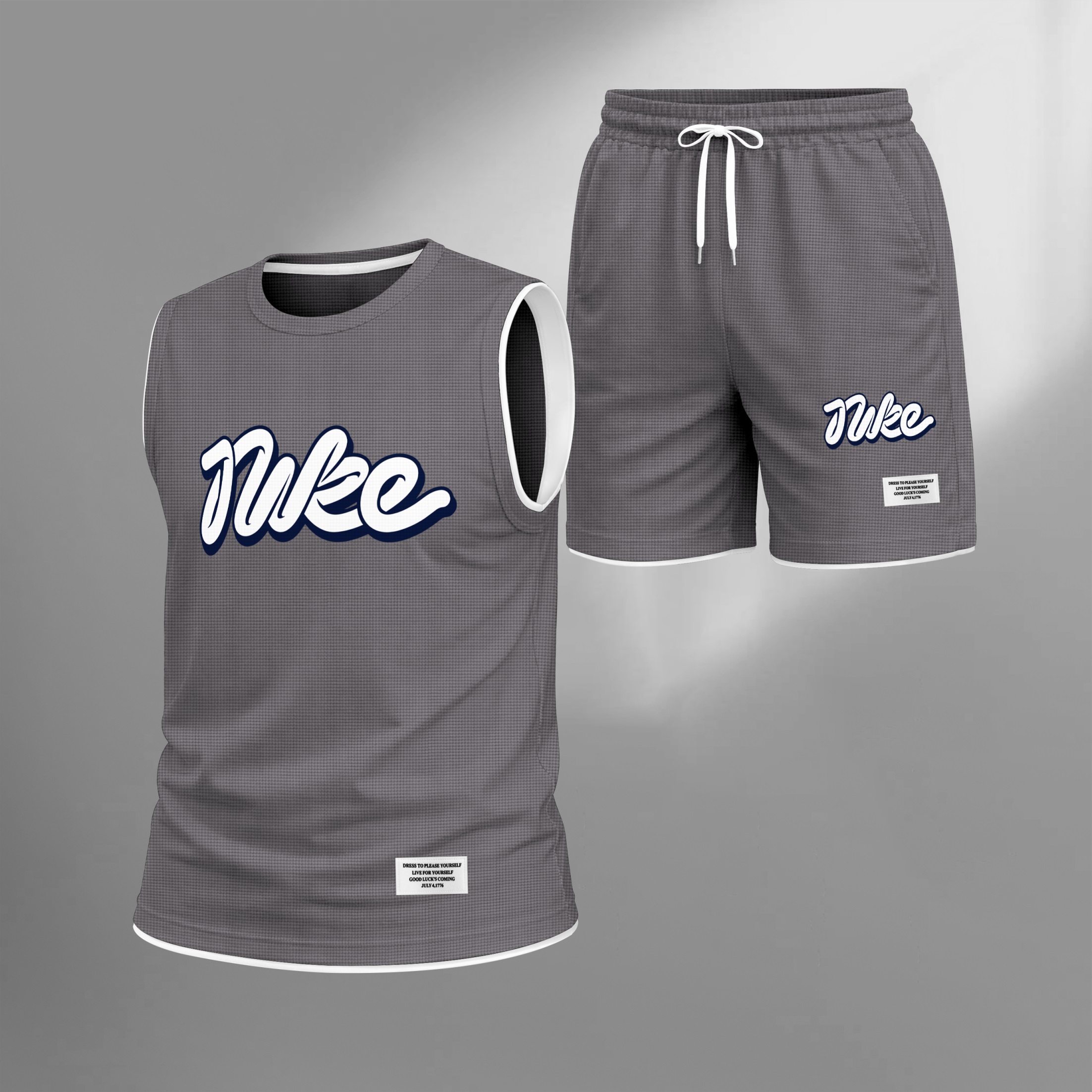 Shorts Graphic Letter Summer Set Sleeveless Tank Top & Matching Outfit, Lightweight casual Streetwear Athletic Set for Everyday & Holiday para hombre