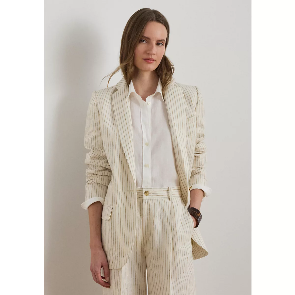 Pinstripe Linen Blazer - 1
