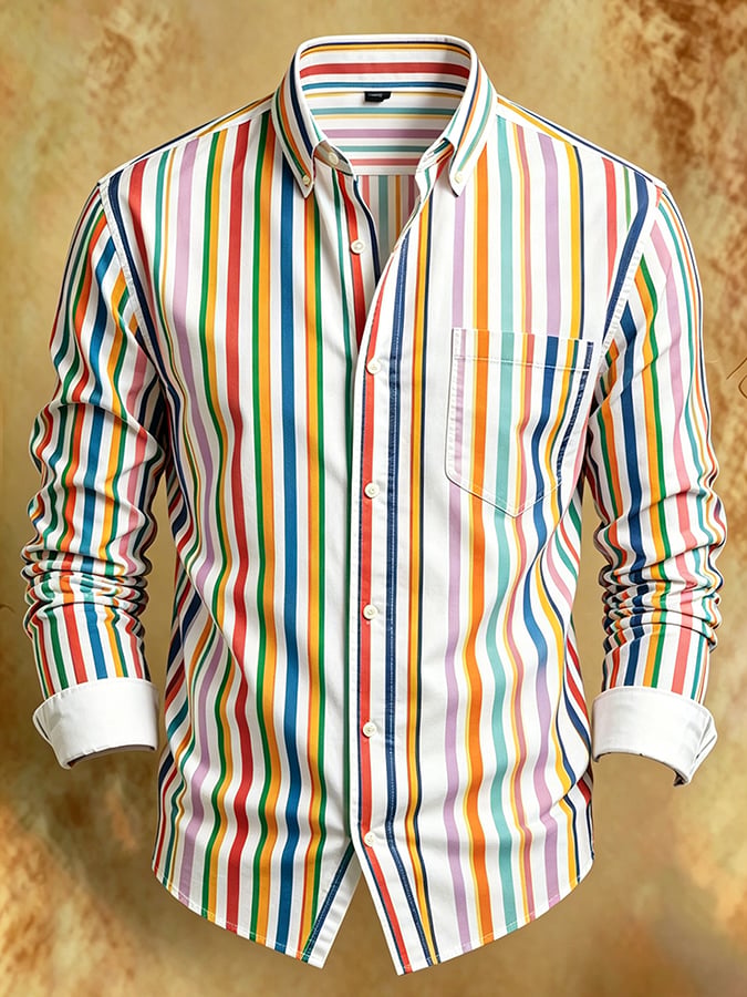 Camisa retro Abstract Art estampado Comfortable ejecutivo Style para hombre
