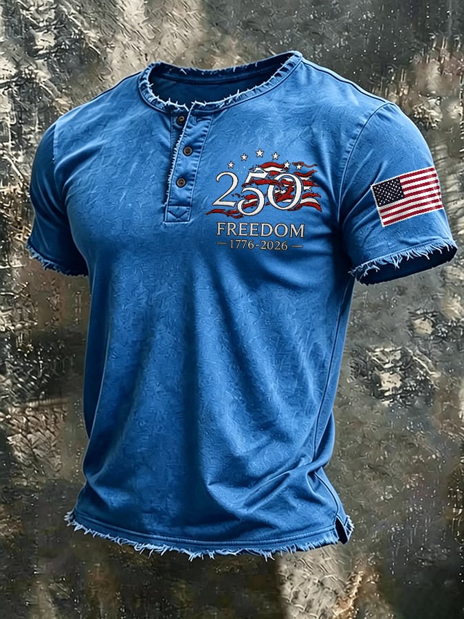 Camiseta USA 1776-2026 Independence Day estampado casual para hombre