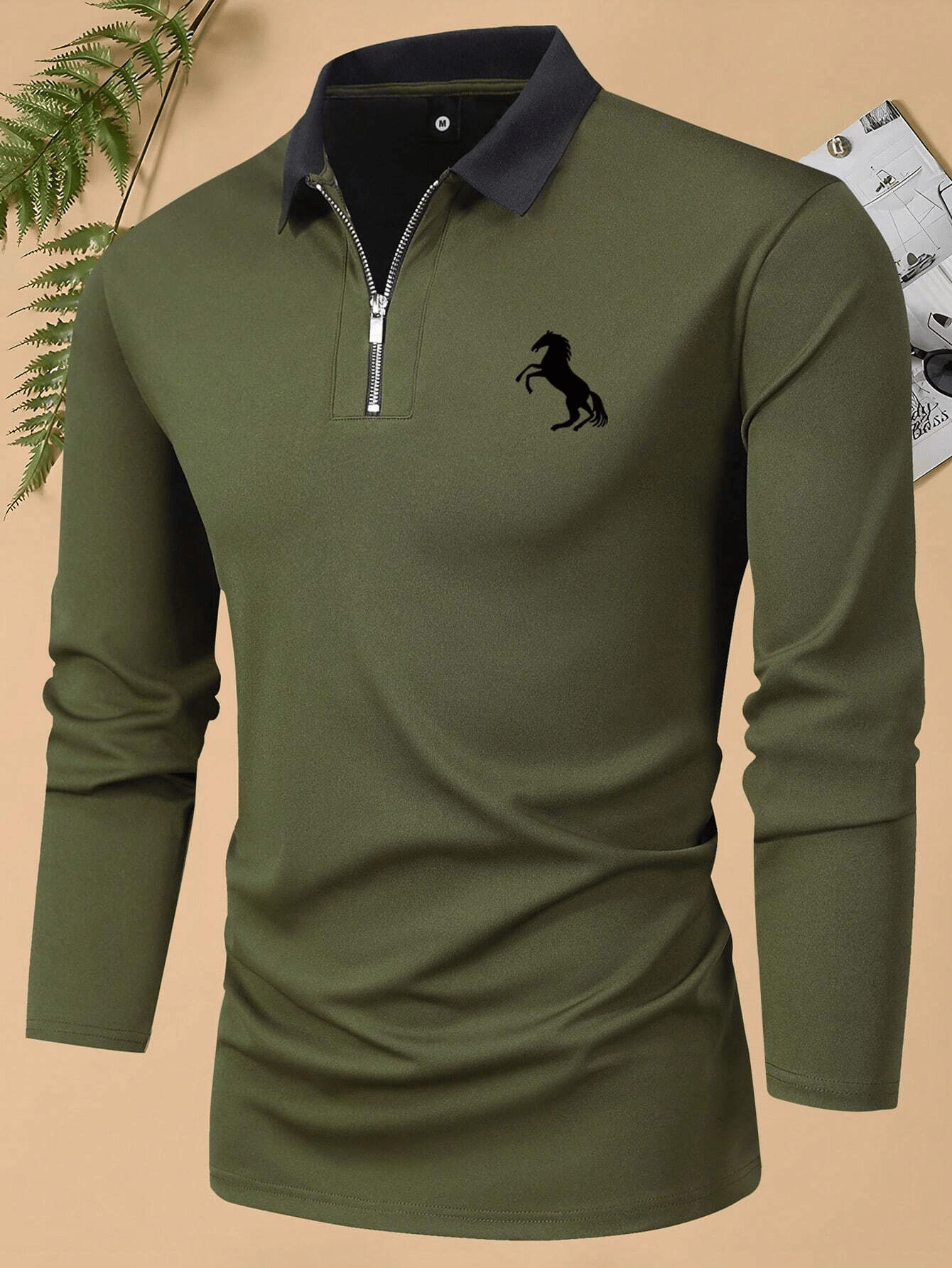 Camisa ejecutivo casual a rayas con cierre para hombre