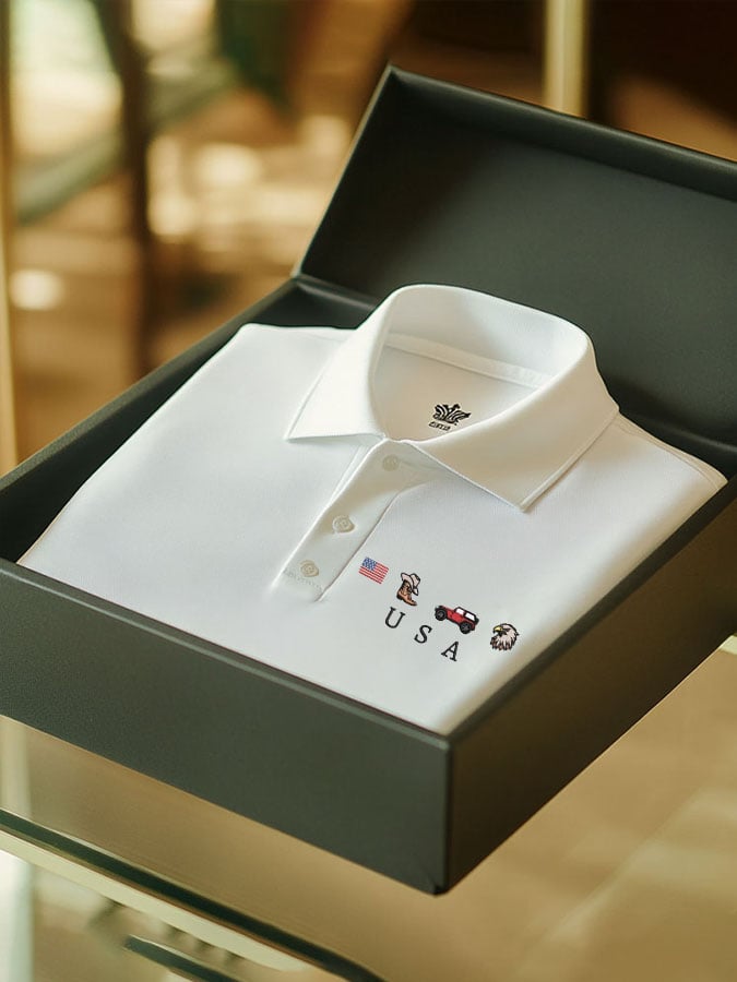 Camisa polo USA Flag casual para hombre
