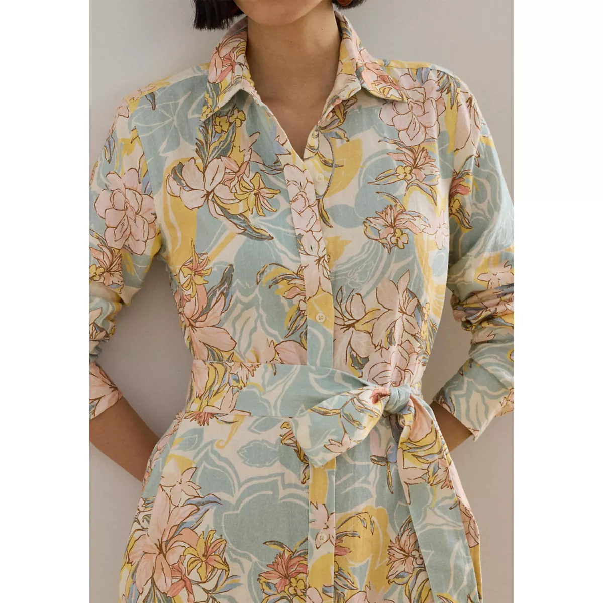 Petite Floral Linen Shirtdress - 3