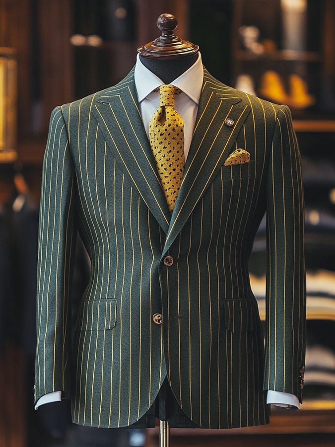 Casual clásico ejecutivo a rayas de manga larga Suit para hombre