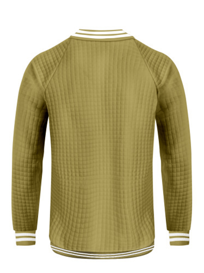 Chaqueta jacquard Stand cuello de color sólido cierre para exterior Versatile para hombre