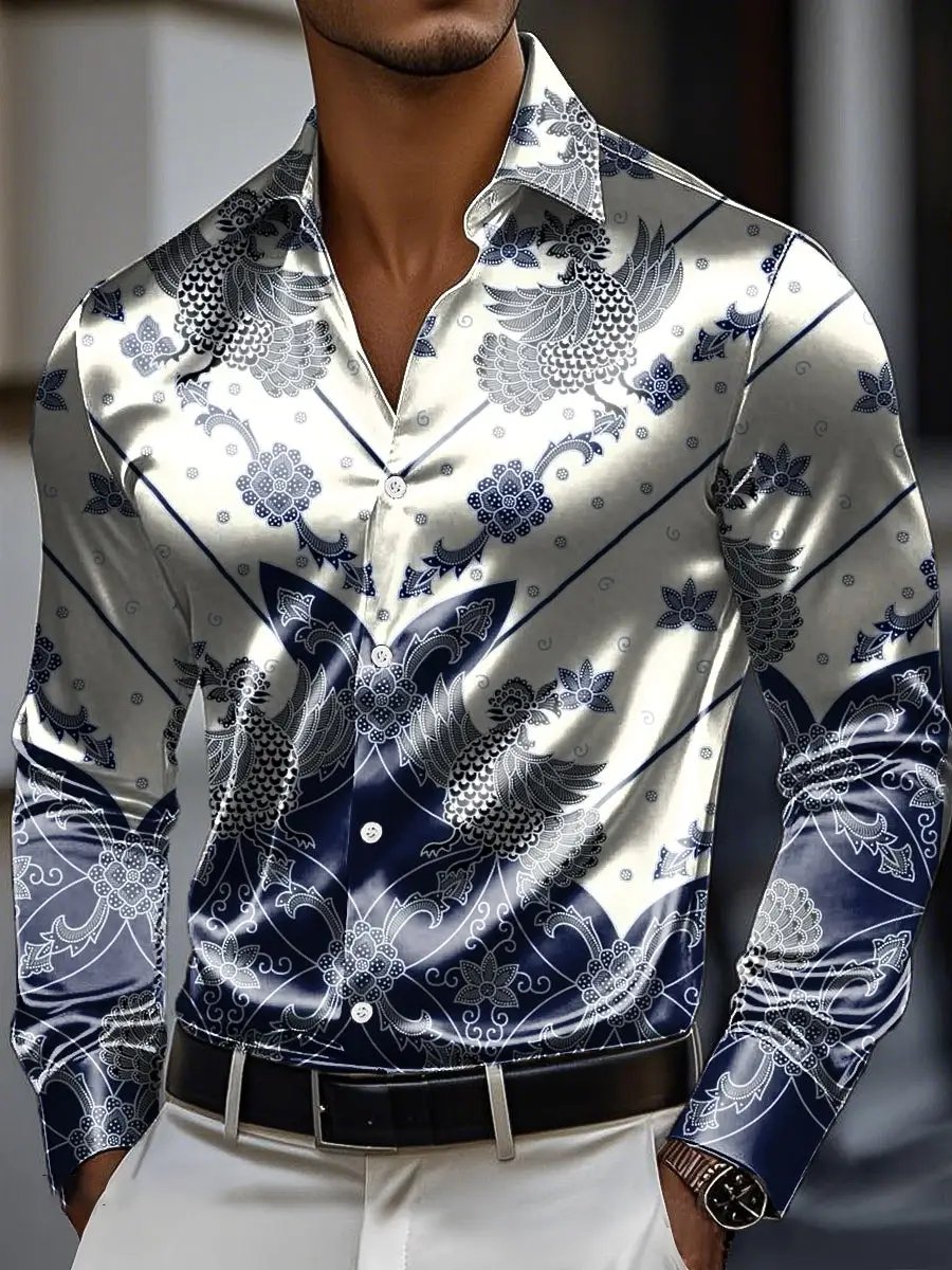Camisa vintage de manga larga para hombre