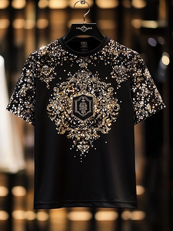 Camiseta ejecutivo de lujo estampado de algodón de manga corta para hombre
