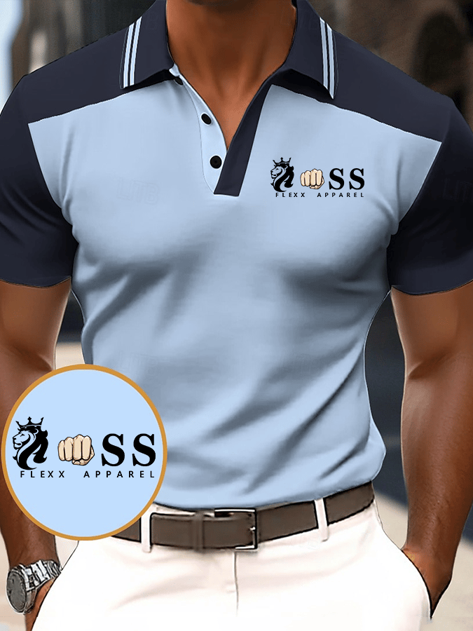 Camisa polo elegantee Letter estampado casual para hombre