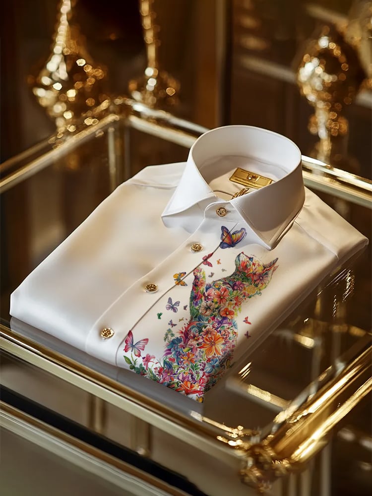 Camisa satén Luxe de manga larga con botones para hombre