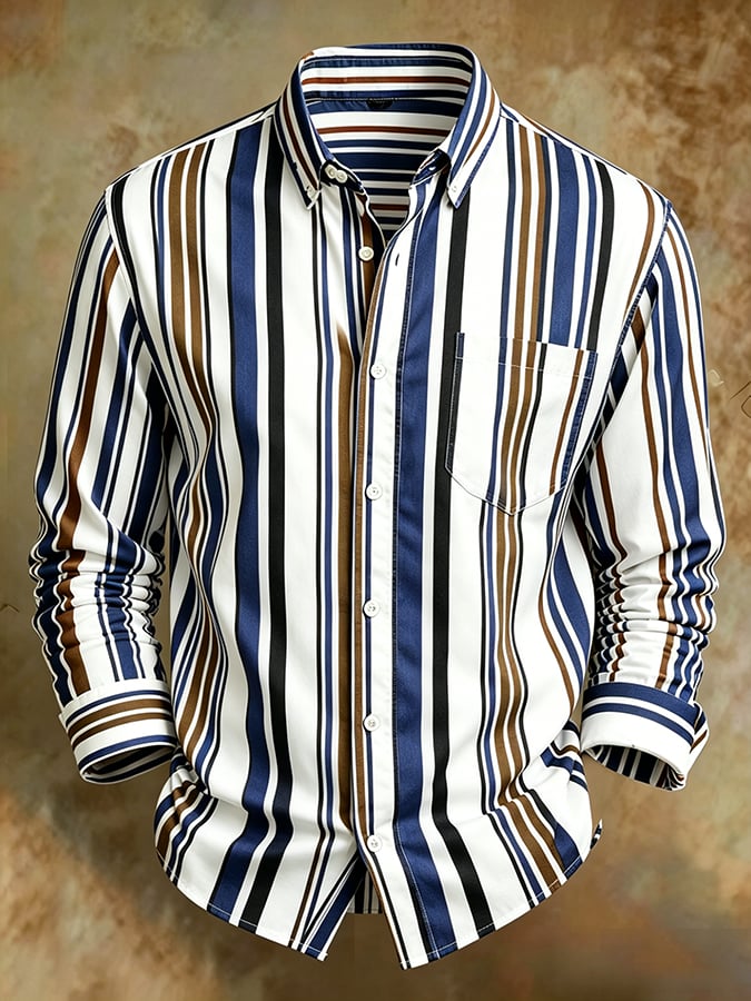 Camisa retro Abstract Art estampado Comfortable ejecutivo Style para hombre