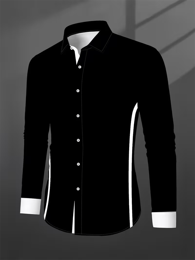 Camisa retro Abstract Art estampado Comfortable ejecutivo Style para hombre
