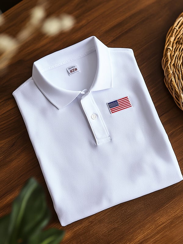 Camisa polo clásico ejecutivo Flag Independence Day de manga corta para hombre