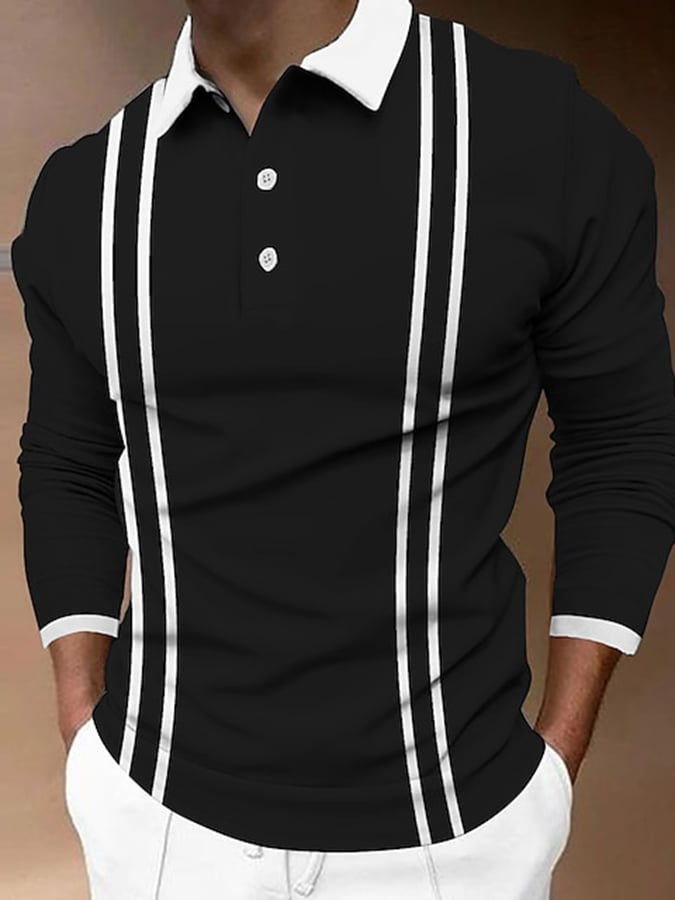 Camisa polo de moda estampado estampado solapa Pullover de manga larga