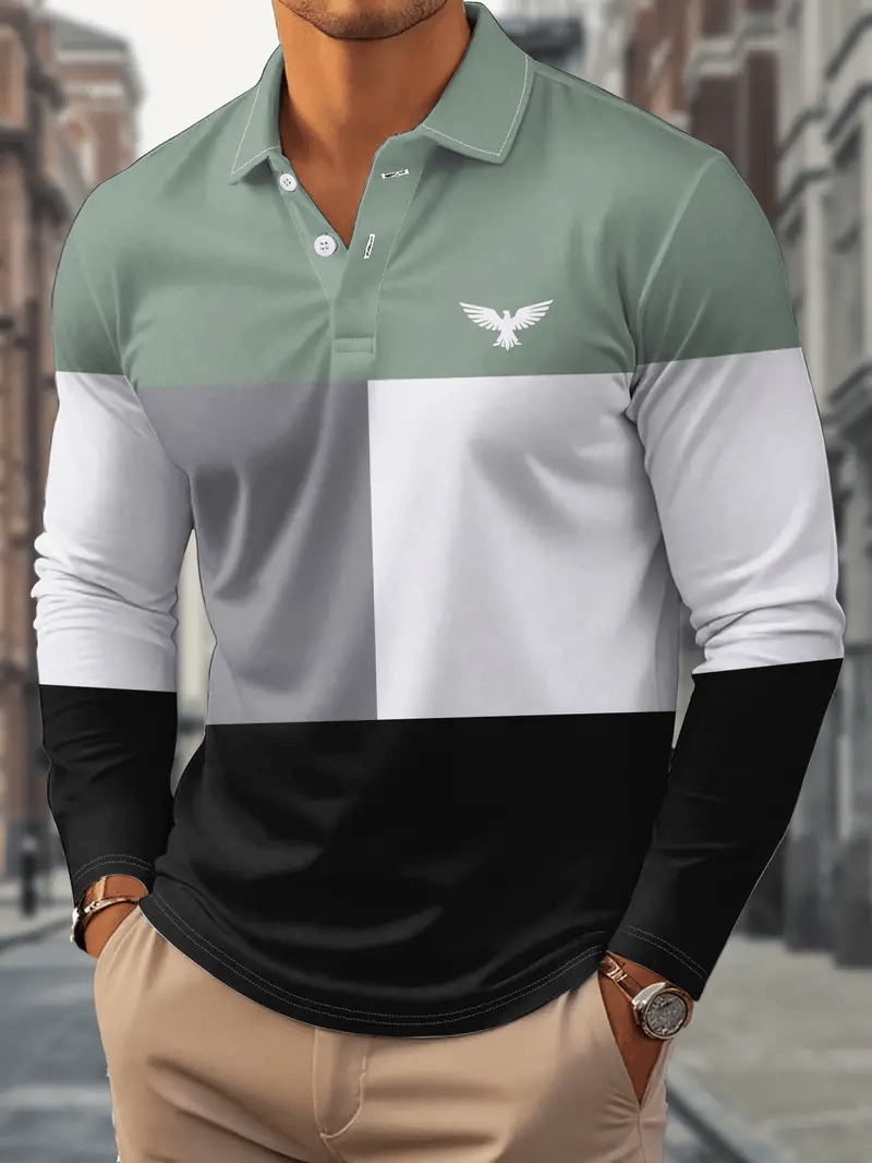 Ejecutivo casual a rayas con botones Polo para hombre