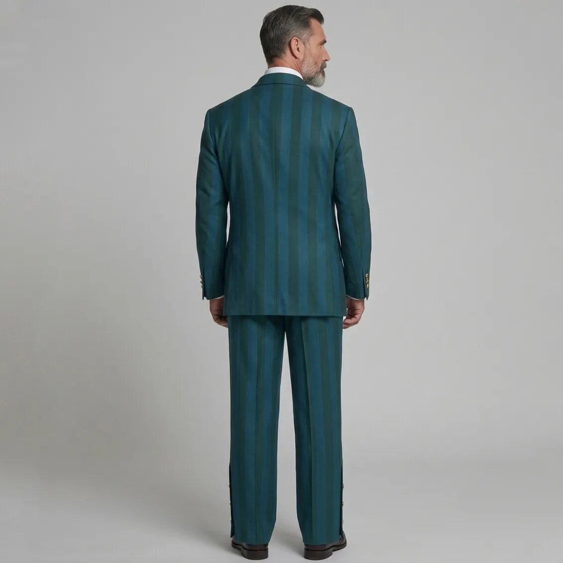 para hombre Teal Contrast a rayas Print Double-Breasted Shawl Lapel Party saco