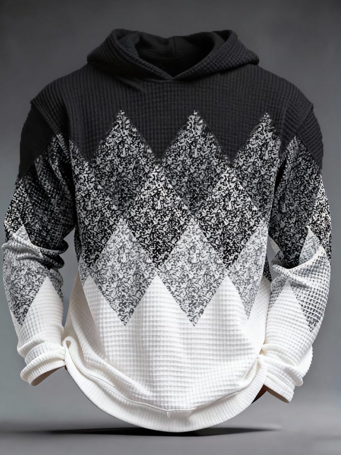 Sudadera retro en bloques de color estampado cierre para hombre