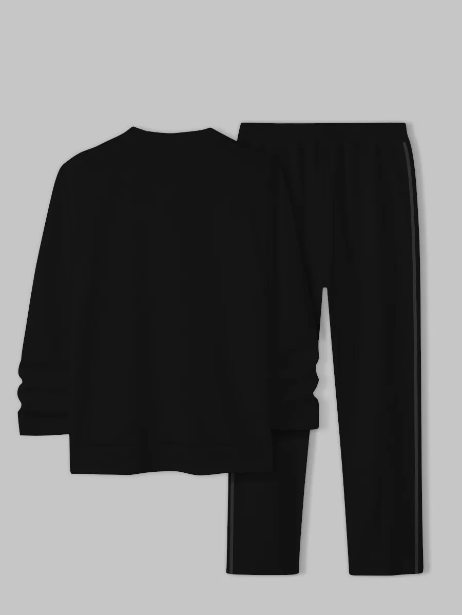 Simple Colorblock Round Neck casual Sports Set 097 para hombre