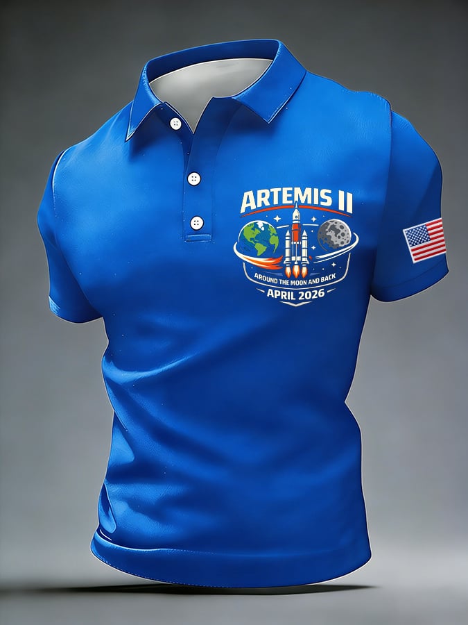 Camisa polo Around The Moon And Back estampado para hombre