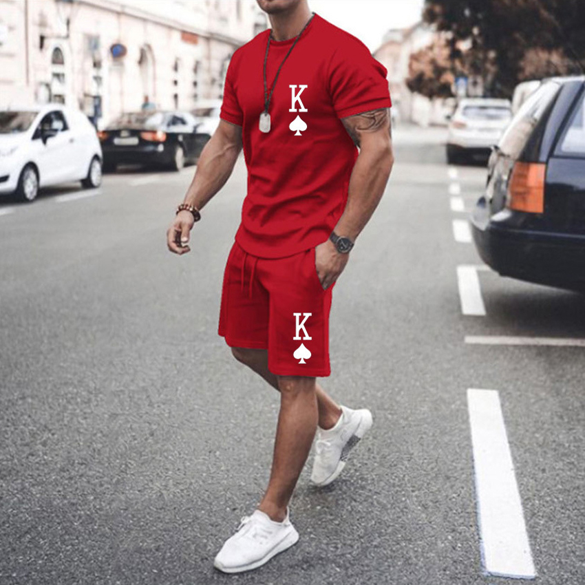 Casual de manga corta estampado Suit para hombre