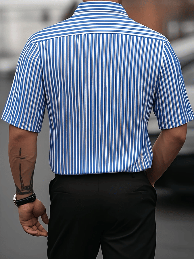 Camisa a rayas ejecutivo de manga corta para hombre