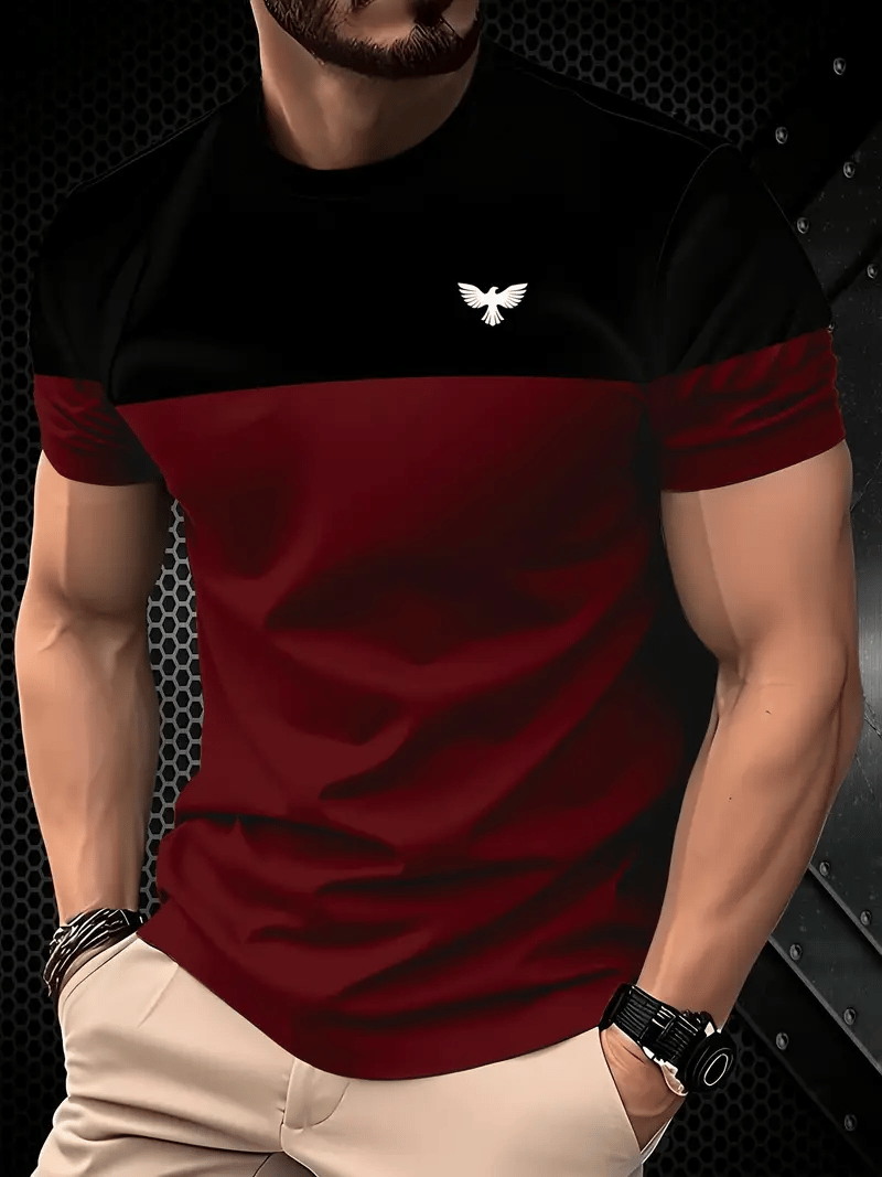 Camiseta ejecutivo rayas Logo estampado de manga corta para hombre