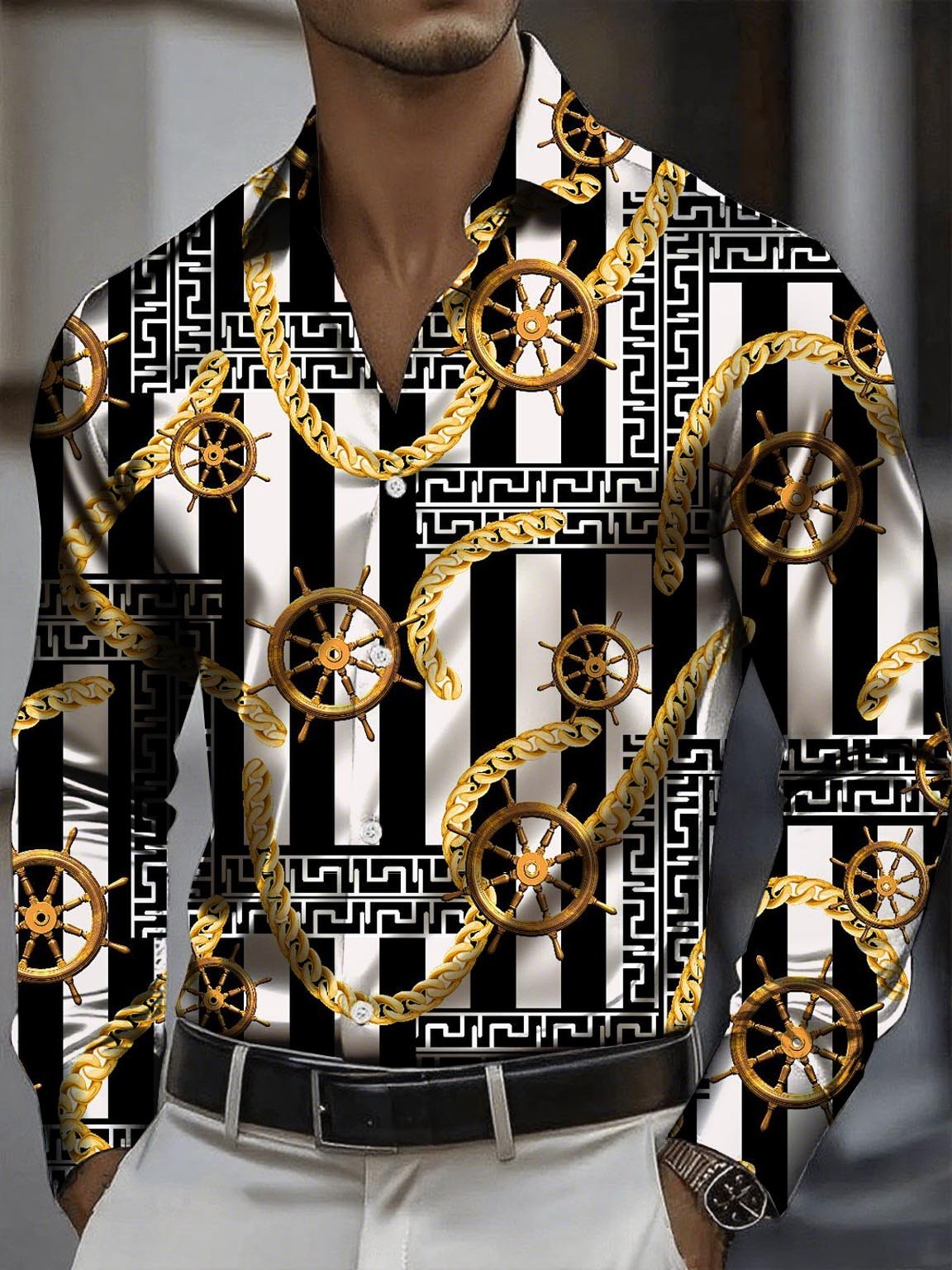 Camisa clásico ejecutivo casual Luxe de manga larga con botones para hombre