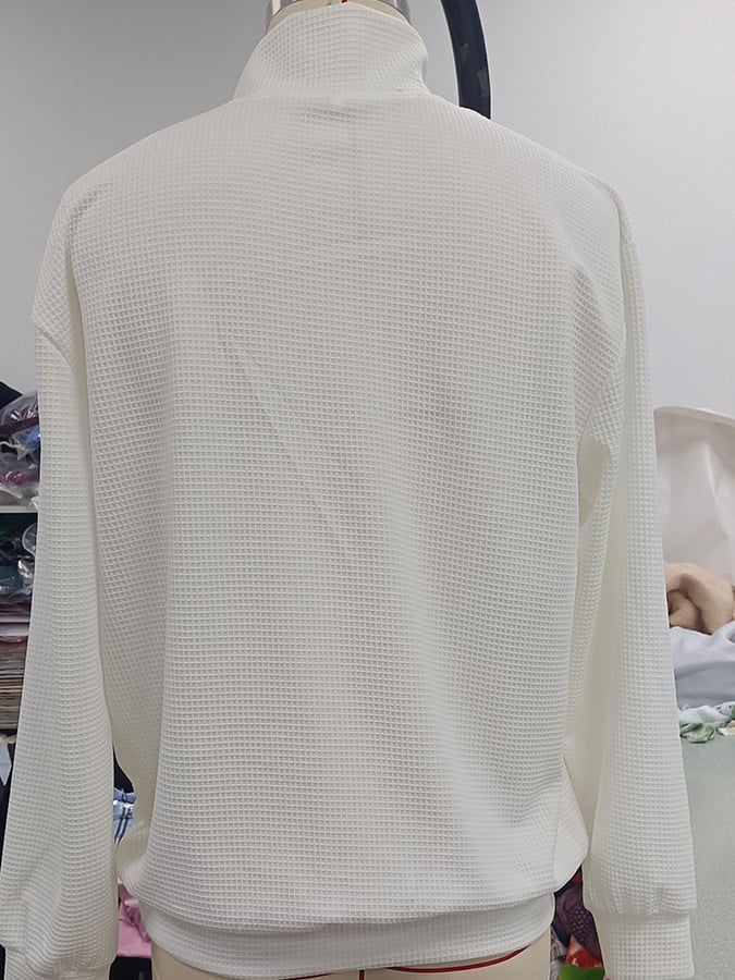 Sudadera retro Letter Design estampado cierre cuello jacquard tejidoted para hombre