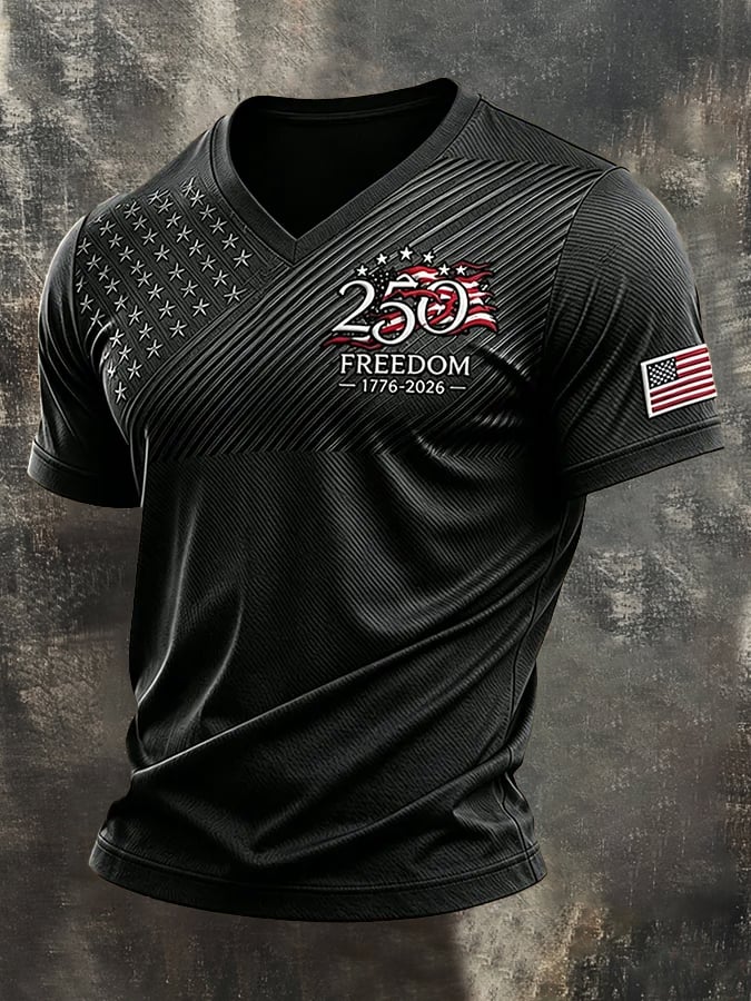 Camiseta retro Independence Day Patriot V-Neck para hombre