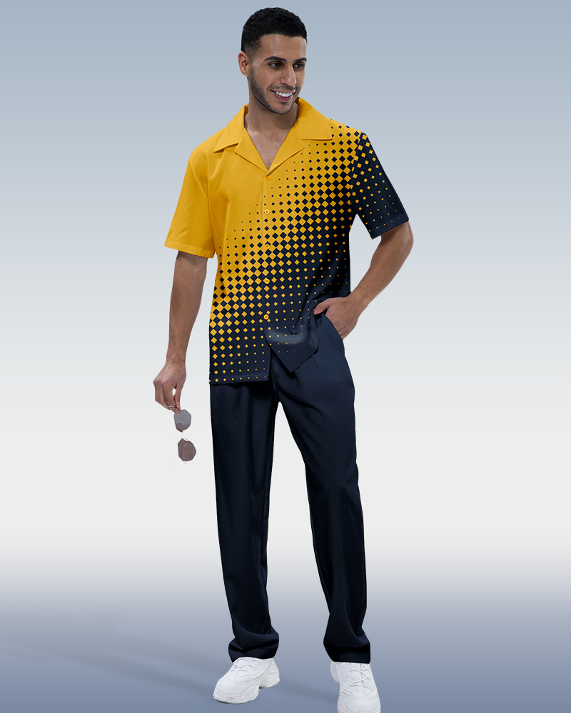 Rianmond Polka Dot estampado de manga corta Walking Suit 216 para hombre