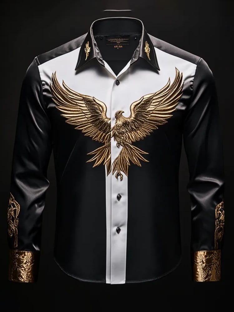 Camisa casual Abstract estampado de manga larga para hombre