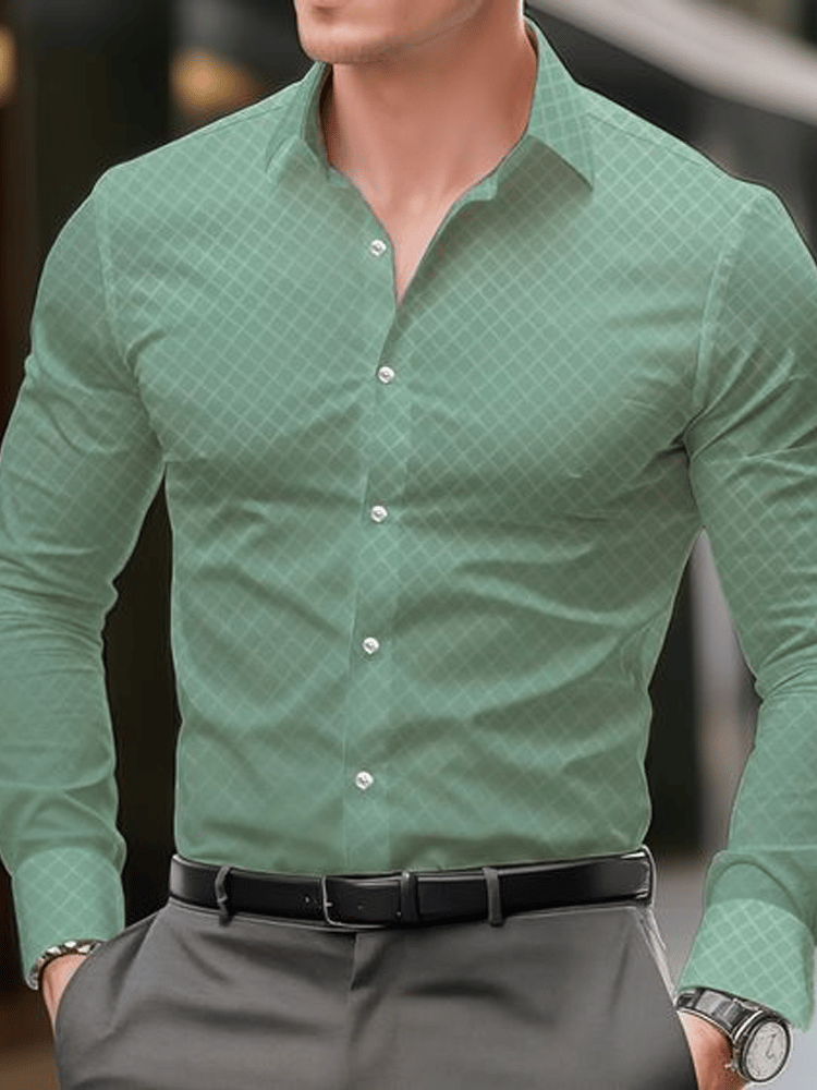 Camisa ejecutivo casual a rayas de manga larga para hombre