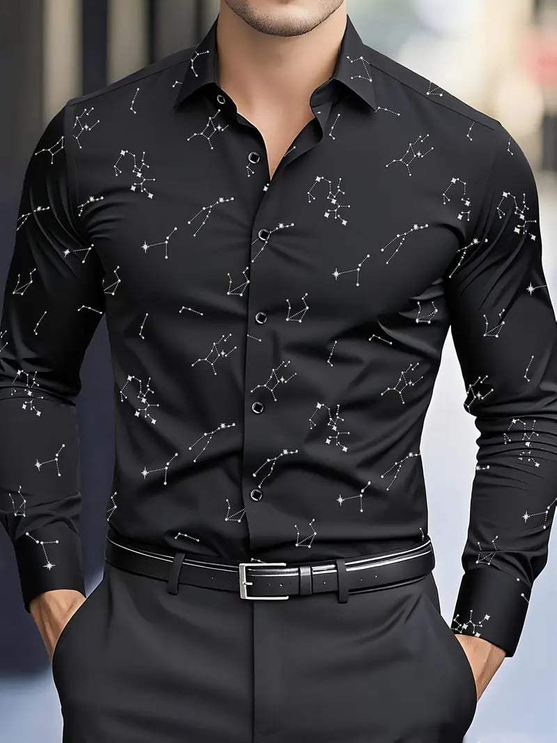 Camisa ejecutivo estampado de manga larga para hombre