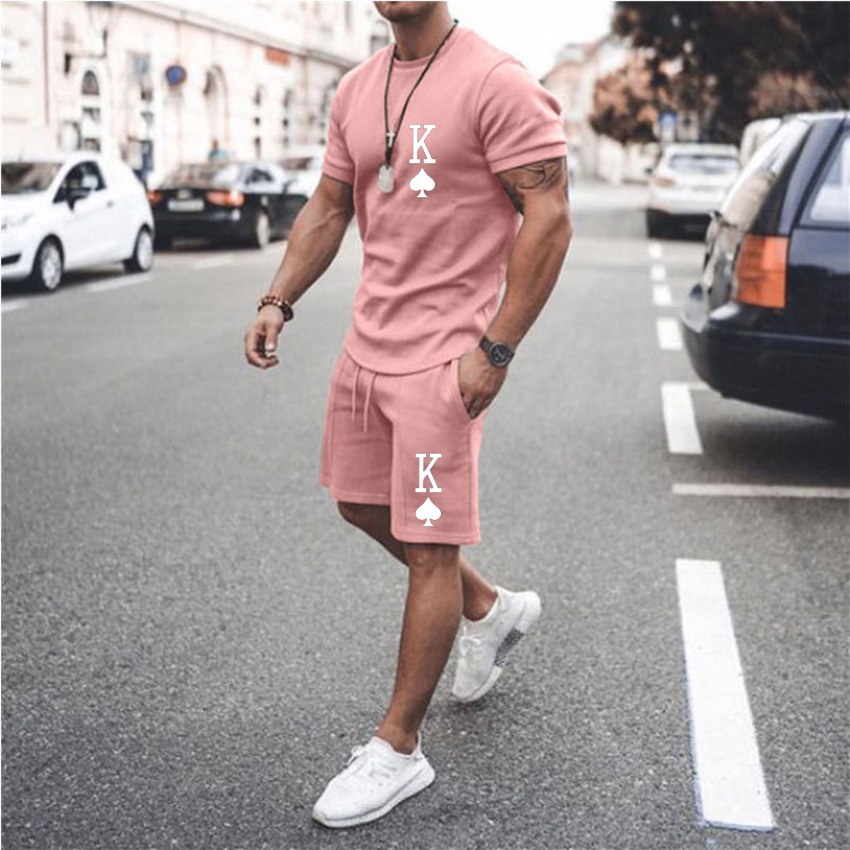 Casual de manga corta estampado Suit para hombre